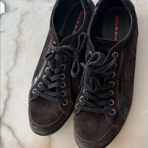 Prada Men's Dark Brown Suede Sneakers